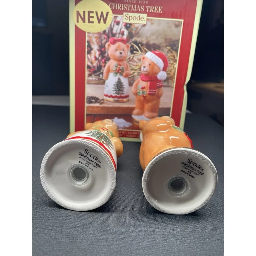 Spode Christmas Tree Salt and Pepper‎ Shakers Teddy Bear New in Box